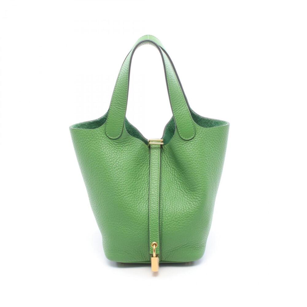 Hermes Picotin Lock PM Handbag, Leather, Taurillon Clemence Women's, Green